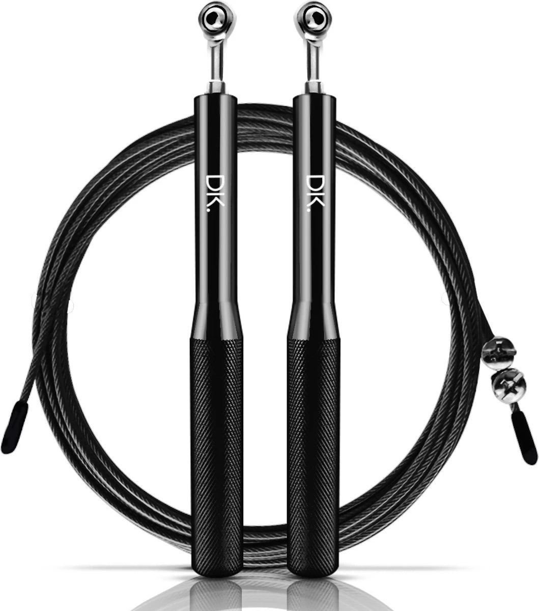 DK.® Professioneel Crossfit & Fitness Springtouw - Speedrope - Jump Rope - Voor Volwassenen En Kinderen - Zwart