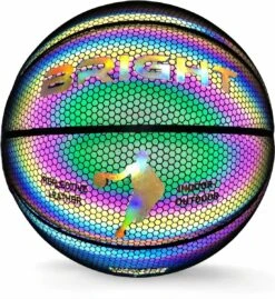 The BRIGHT Lichtgevende Basketbal | Reflecterend | Basketball | Holografisch | Glow In The Dark | Kinderen En Volwassenen | Unisex | Wit/Zwart/Roze/Blauw/Geel | Outdoor/Indoor | Maat 7