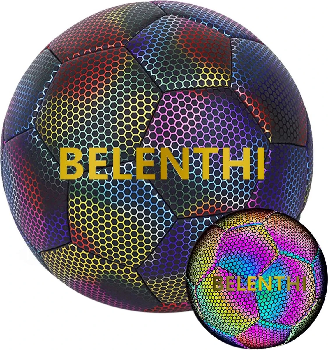 Belenthi Lichtgevende Voetbal - Glow In The Dark Bal - Lichtgevende Bal - Holografisch - Reflecterend