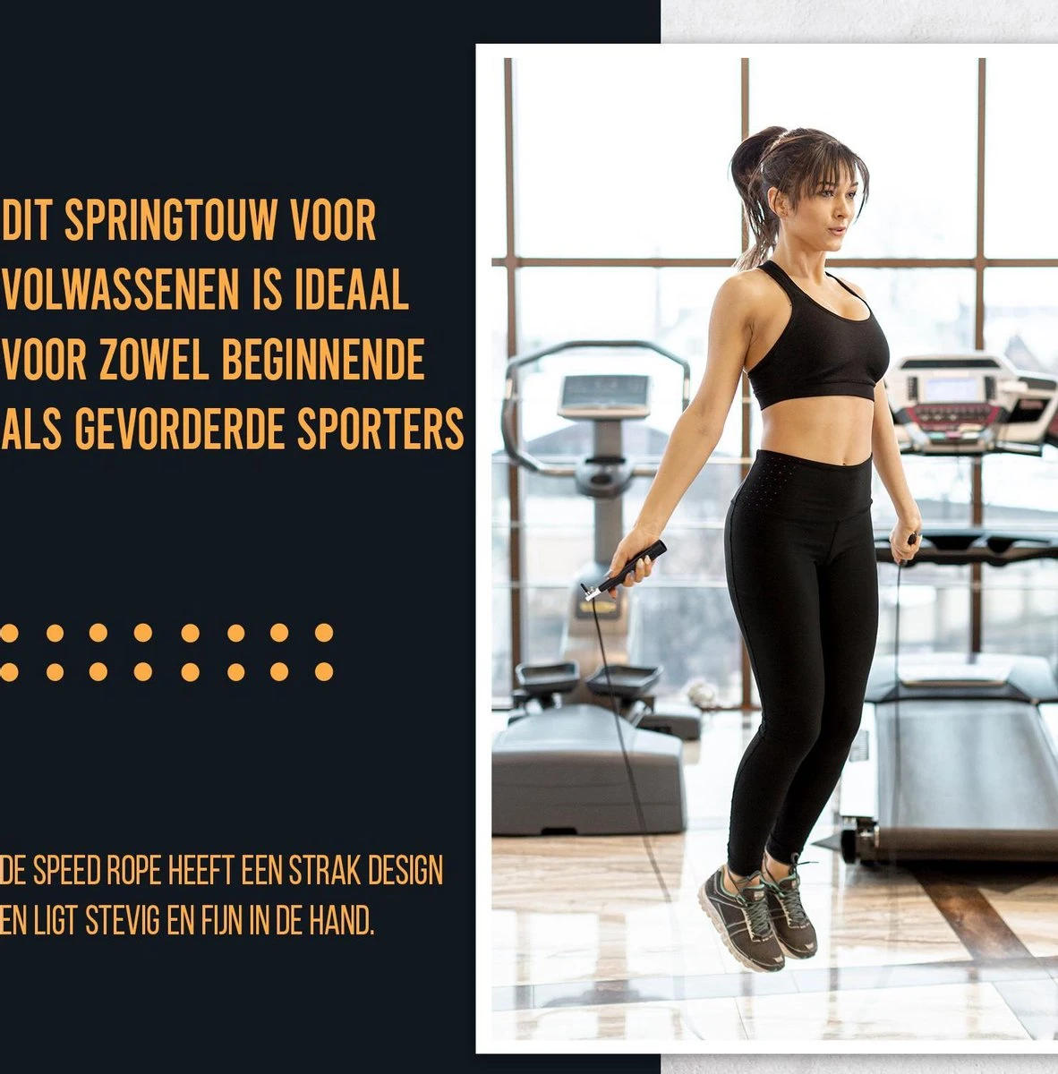 Springtouw Speedrope Voor Volwassenen - Sport En Fitness Speed Rope - Touwtje Springen - Zwart - Afbeelding 4