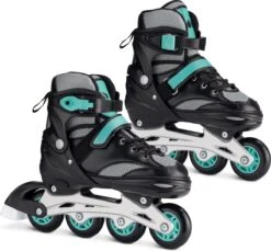 Navaris Verstelbare Skeelers Verschillende Maten - Verstelbare Skates Voor Meisjes En Jongens - Inline Skates Kinderen Blauw/grijs - Meerdere Maten