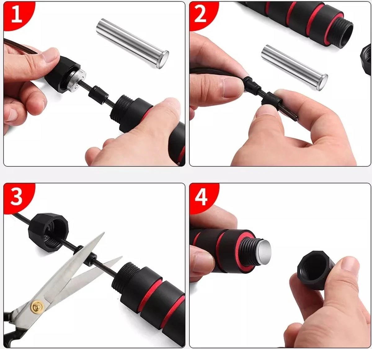 Ecorare - Professioneel Sport Springtouw - Verstelbaar - Speedrope - Jump Rope - Voor Volwassenen En Kinderen - Rood En Zwart - Afbeelding 2