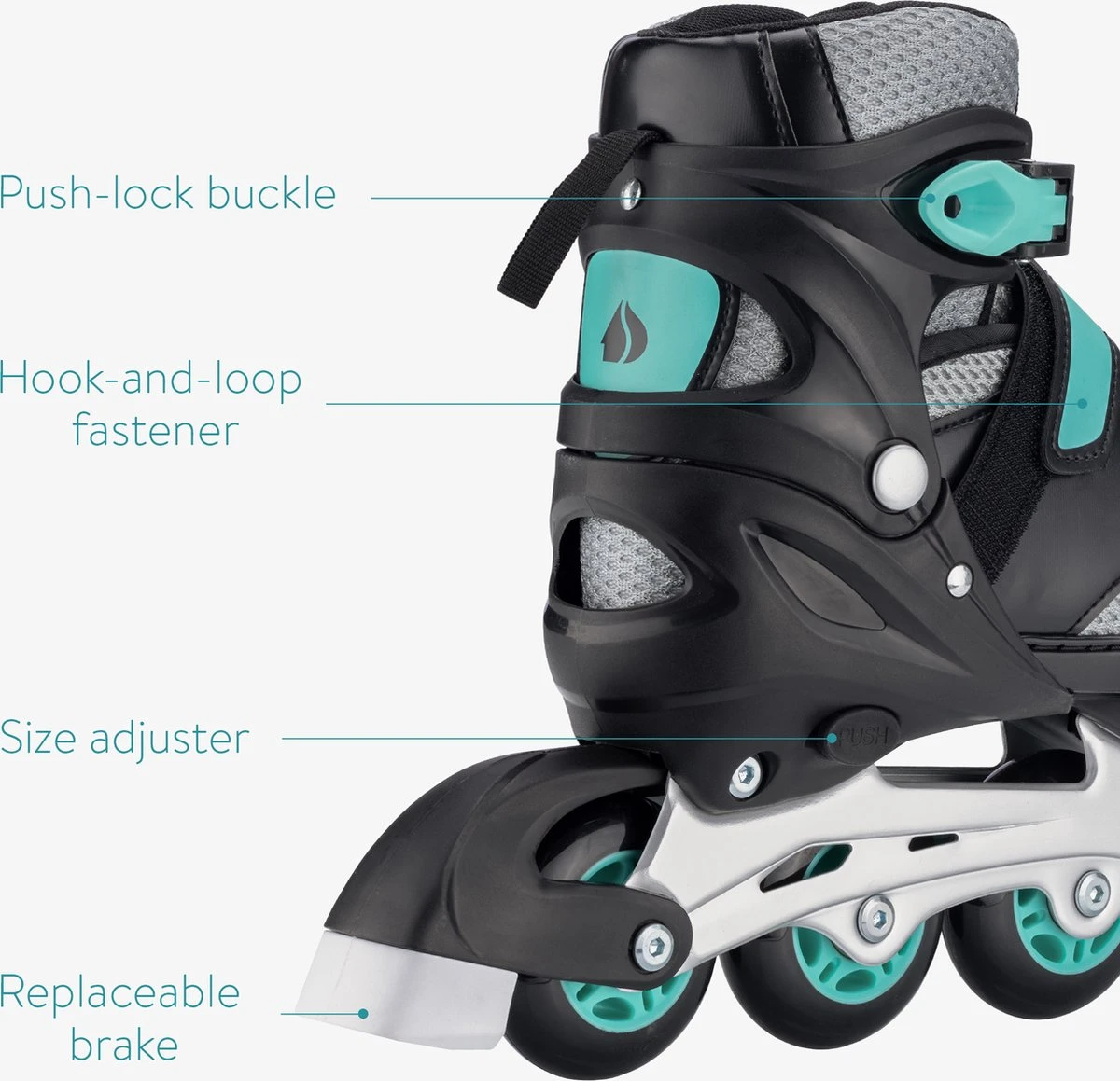Navaris Verstelbare Skeelers Verschillende Maten - Verstelbare Skates Voor Meisjes En Jongens - Inline Skates Kinderen Blauw/grijs - Meerdere Maten - Afbeelding 6