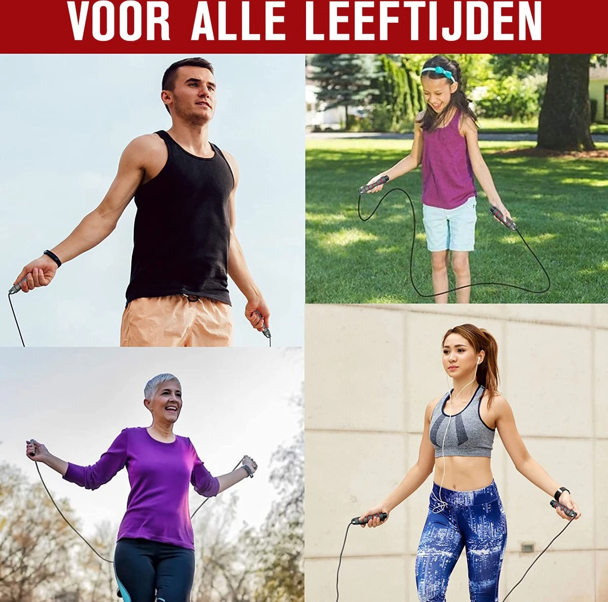 FitBoostR - 2 Stuks - Professioneel Springtouw Met Extra Gewicht - Sport - Verstelbaar - Verzwaard - Rood - Volwassen En Kinderen - Touwtje Springen - Speedrope Conditie & Krachttraining - Thuis Oefeningen & Buitensport Fitness Artikelen - Afbeelding 5