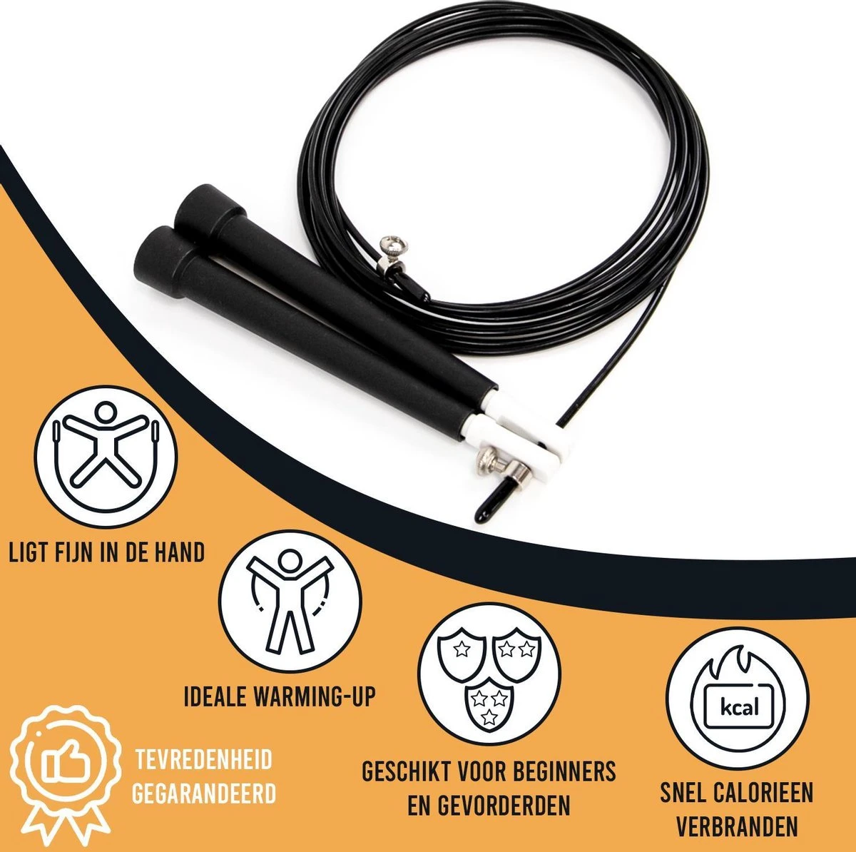 Springtouw Speedrope Voor Volwassenen - Sport En Fitness Speed Rope - Touwtje Springen - Zwart - Afbeelding 2