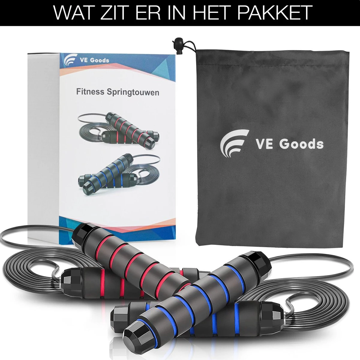 Verstelbaar Sport Springtouw - Incl. Opbergtas - Springtouw Met Kogellagers - Springtouw Kind - Speed Rope - Jump Rope - Springtouw Volwassenen - Springtouw Kinderen - Blauw - 3m Lengte - Totaal 335g (Incl. 160g Extra) - Afbeelding 5