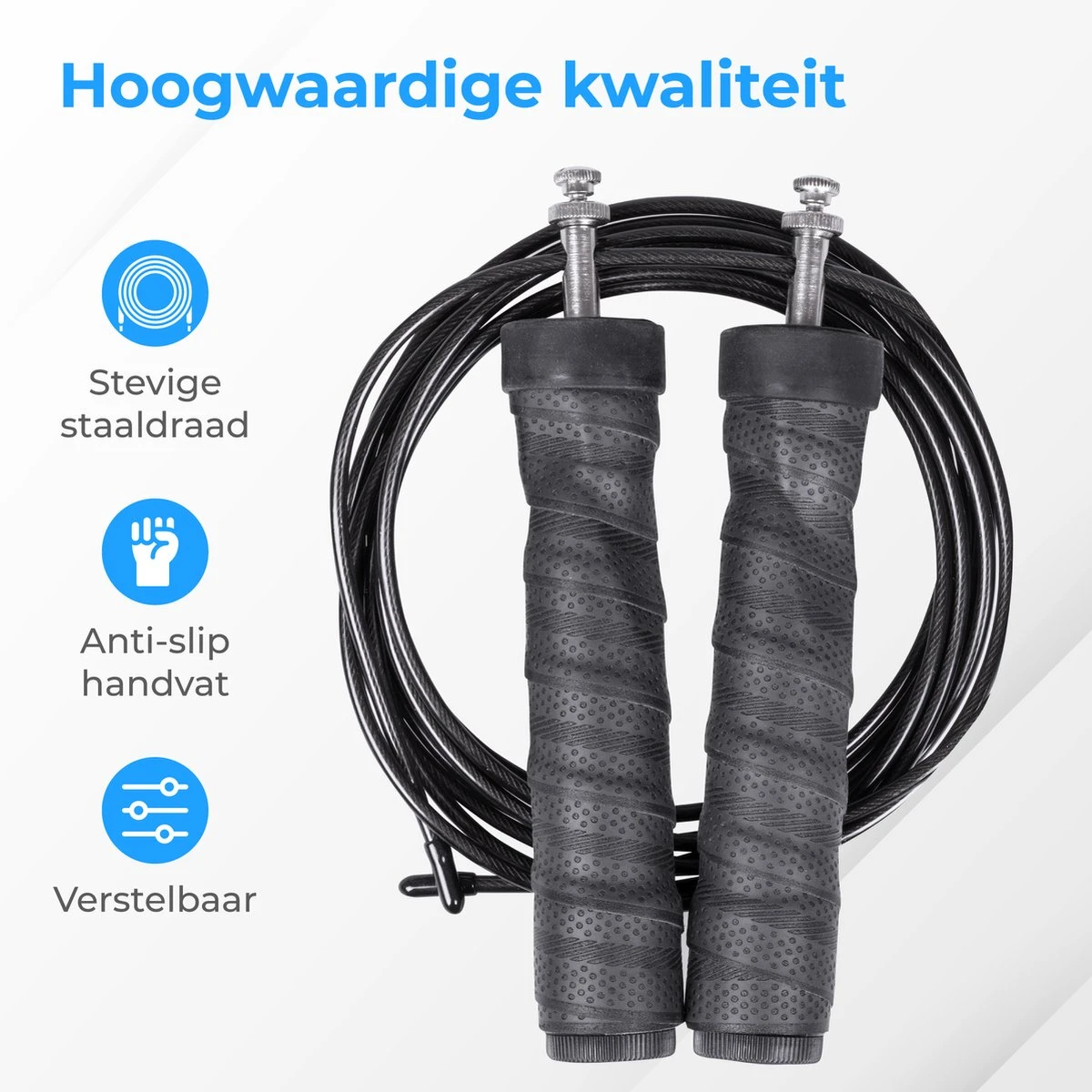 Nuvance - Professioneel Sport Springtouw - Verstelbaar - Voor Volwassenen En Kinderen - Speedrope - Jump Rope Inclusief E-book - Zwart - Afbeelding 6