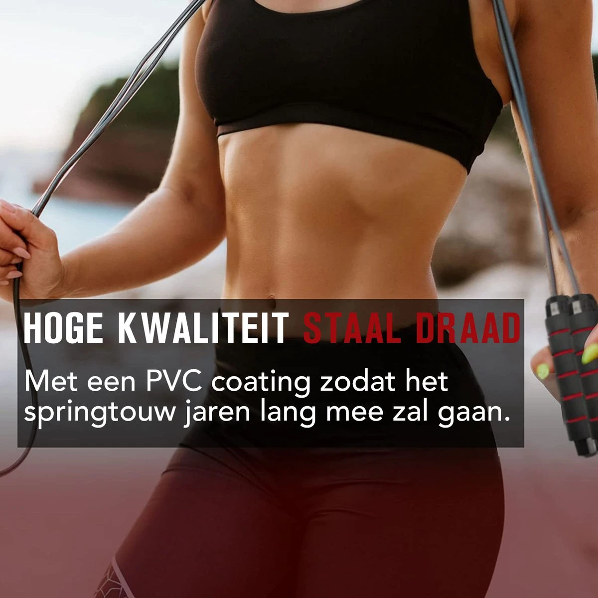 FitBoostR - 2 Stuks - Professioneel Springtouw Met Extra Gewicht - Sport - Verstelbaar - Verzwaard - Rood - Volwassen En Kinderen - Touwtje Springen - Speedrope Conditie & Krachttraining - Thuis Oefeningen & Buitensport Fitness Artikelen - Afbeelding 6