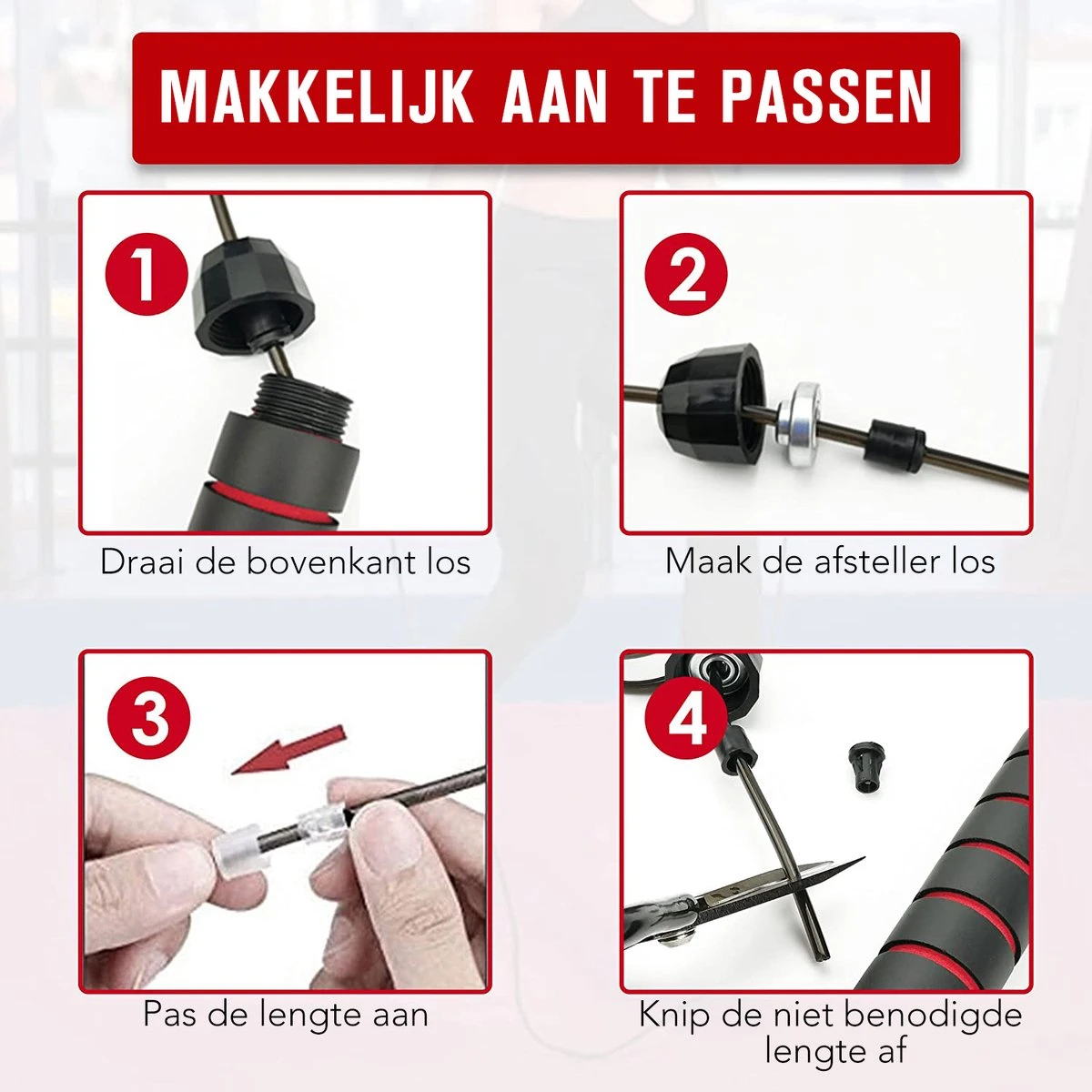 FitBoostR - 2 Stuks - Professioneel Springtouw Met Extra Gewicht - Sport - Verstelbaar - Verzwaard - Rood - Volwassen En Kinderen - Touwtje Springen - Speedrope Conditie & Krachttraining - Thuis Oefeningen & Buitensport Fitness Artikelen - Afbeelding 7