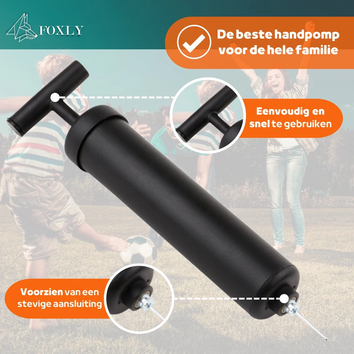 FOXLY® Ballenpomp Met Extra Naalden - Voetbalpomp - Pomp Universeel - Opbergvakje - Zwart - Afbeelding 2