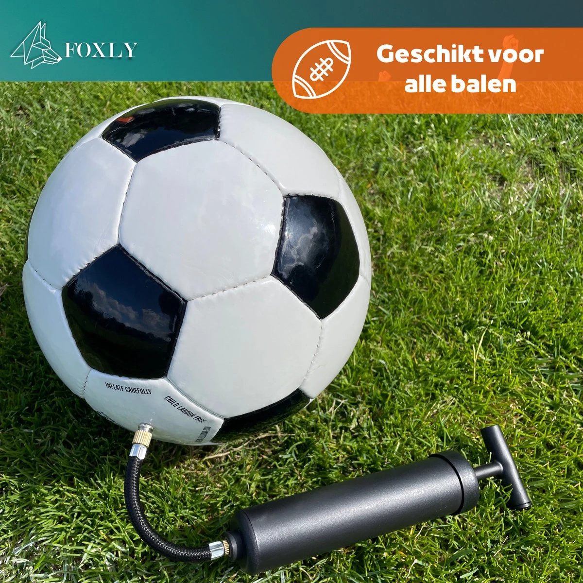 FOXLY® Ballenpomp Met Extra Naalden - Voetbalpomp - Pomp Universeel - Opbergvakje - Zwart - Afbeelding 5