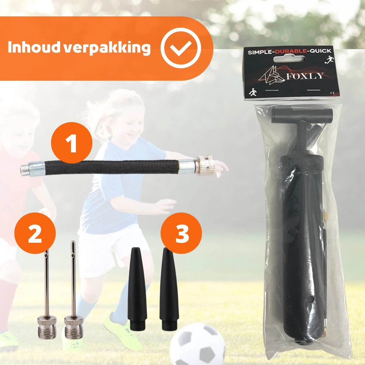 FOXLY® Ballenpomp Met Extra Naalden - Voetbalpomp - Pomp Universeel - Opbergvakje - Zwart - Afbeelding 9