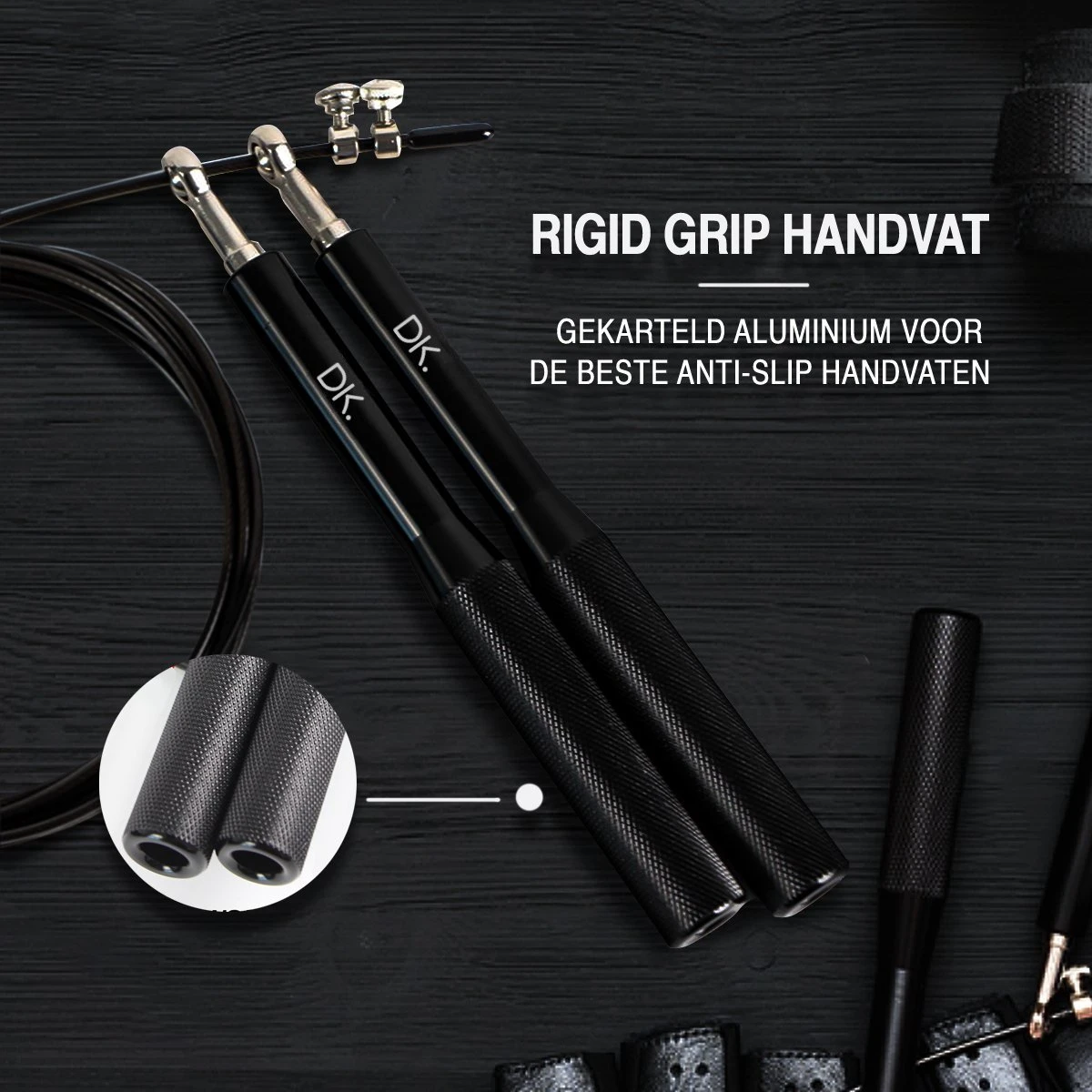 DK.® Professioneel Crossfit & Fitness Springtouw - Speedrope - Jump Rope - Voor Volwassenen En Kinderen - Zwart - Afbeelding 2