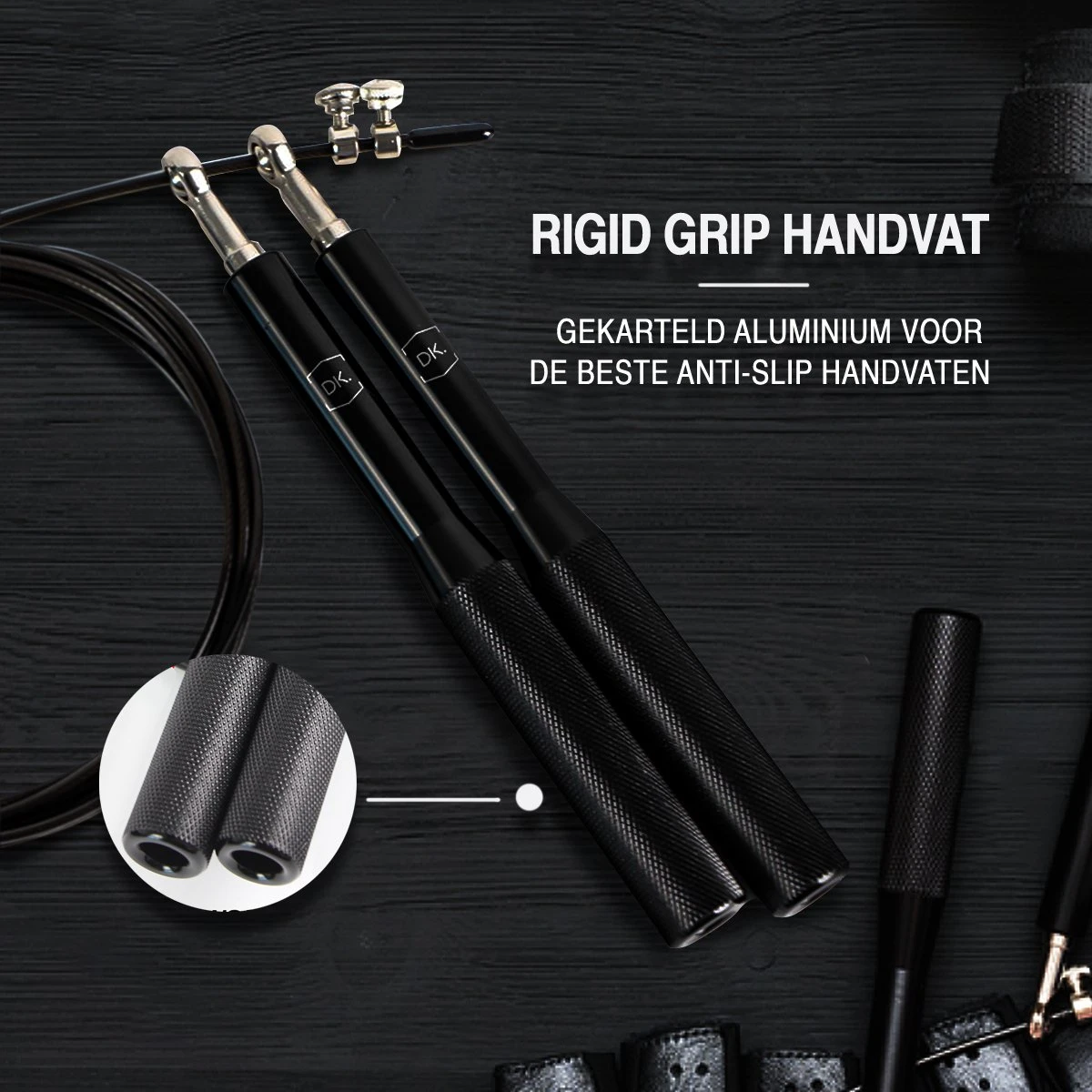 DK.® Professioneel Crossfit & Fitness Springtouw - Speedrope - Jump Rope - Voor Volwassenen En Kinderen - Blauw - Afbeelding 2