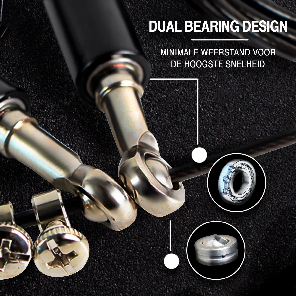 DK.® Professioneel Crossfit & Fitness Springtouw - Speedrope - Jump Rope - Voor Volwassenen En Kinderen - Blauw - Afbeelding 4