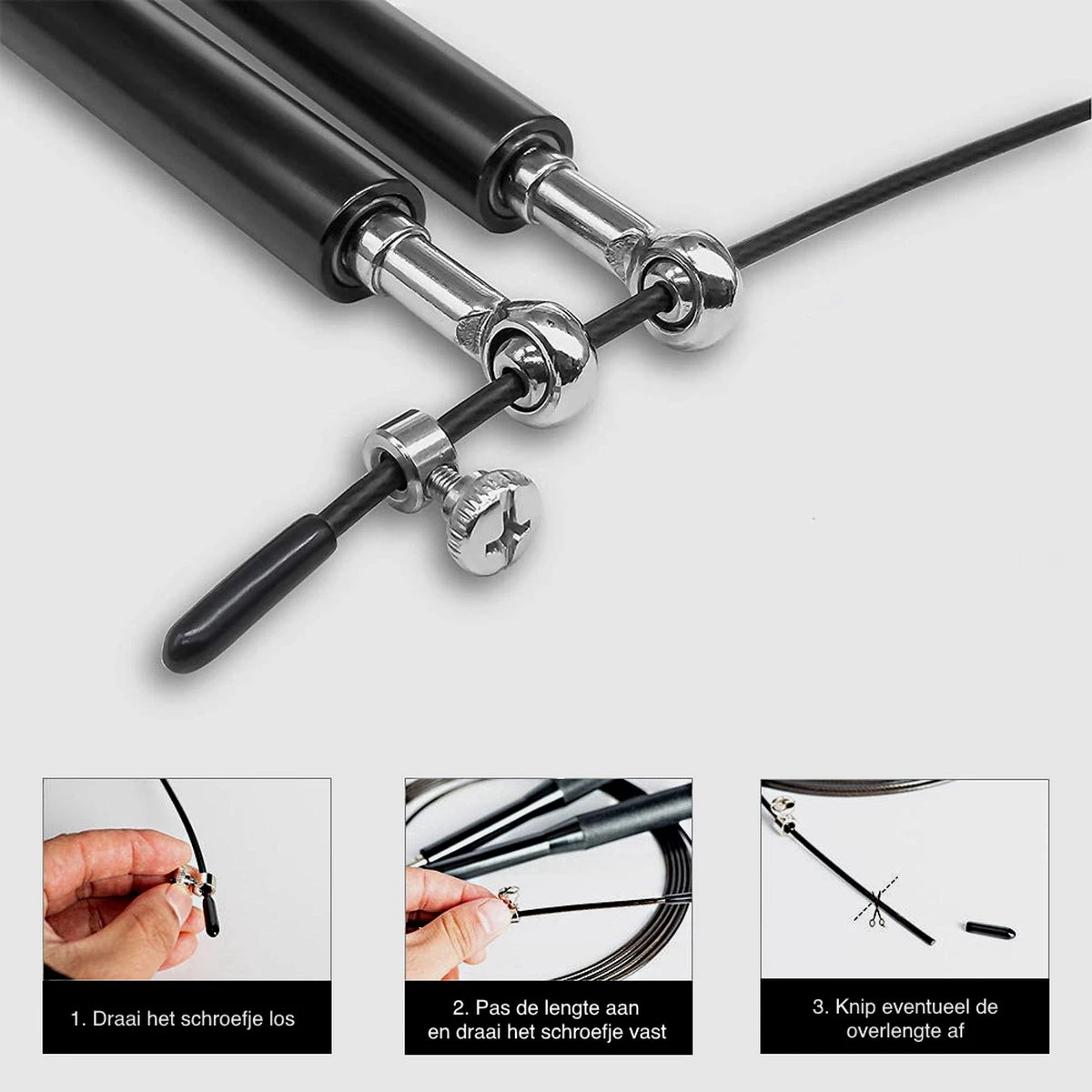 DK.® Professioneel Crossfit & Fitness Springtouw - Speedrope - Jump Rope - Voor Volwassenen En Kinderen - Blauw - Afbeelding 9