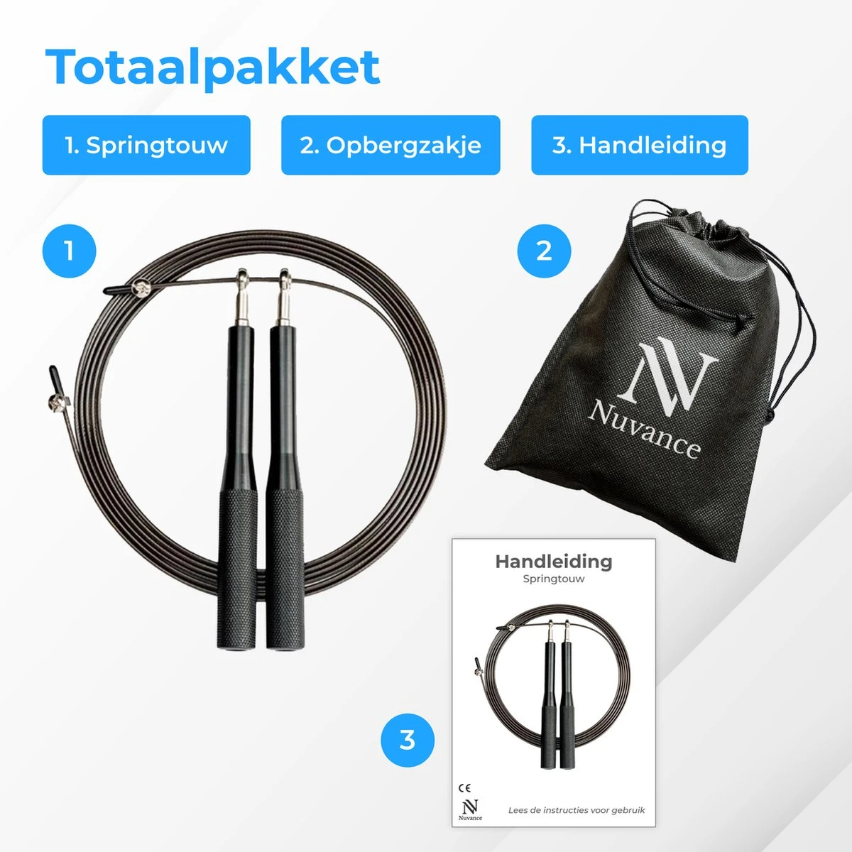 Nuvance - Aluminium Sport Springtouw - Voor Volwassenen En Kinderen - Inclusief E-Book - Verstelbaar - Verzwaard - Speedrope - Afbeelding 7