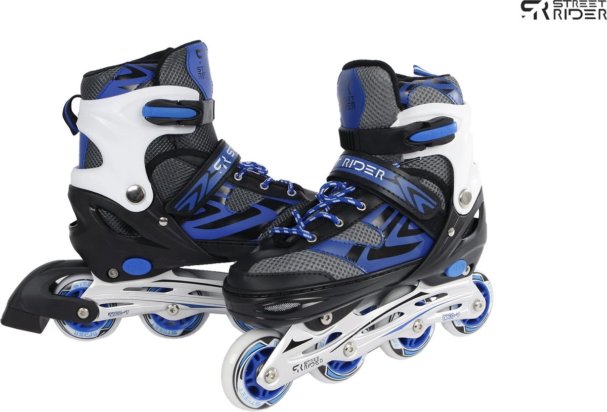 Street Rider Inline Skates - Verstelbaar - Skeeler - Blauw/ Zwart - Maat 31/34 - Afbeelding 6