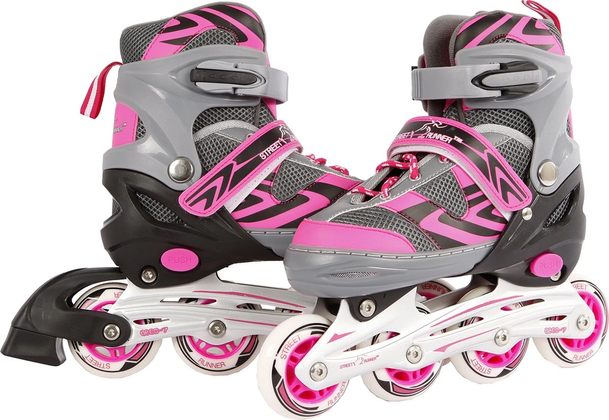 Street Rider Inline Skates - Verstelbaar - Skeeler - Roze/ Grijs - Maat 35/38 - Afbeelding 2