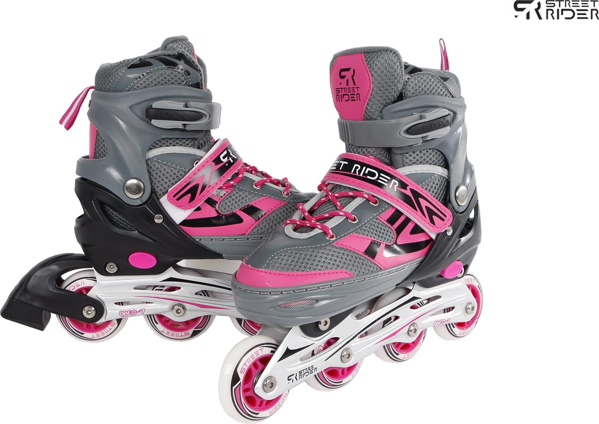 Street Rider Inline Skates - Verstelbaar - Skeeler - Roze/ Grijs - Maat 35/38 - Afbeelding 5
