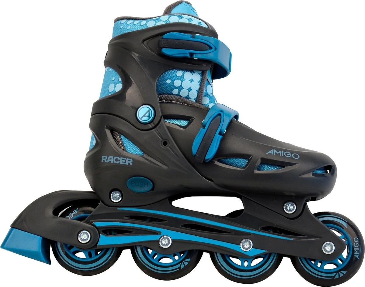 AMIGO Racer Inlineskates - Skeelers Voor Jongens En Meisjes - Zwart/Aqua - Maat 30-33