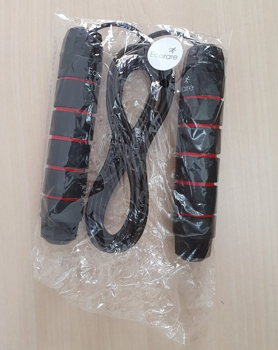 Ecorare - Professioneel Sport Springtouw - Verstelbaar - Speedrope - Jump Rope - Voor Volwassenen En Kinderen - Rood En Zwart - Afbeelding 3