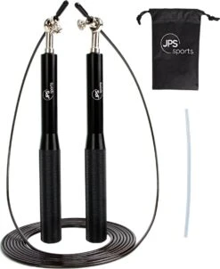 JPS Sports® Springtouw - Speedrope - Kinderen & Volwassenen - Met Opbergtas - Verstelbaar - Zwart