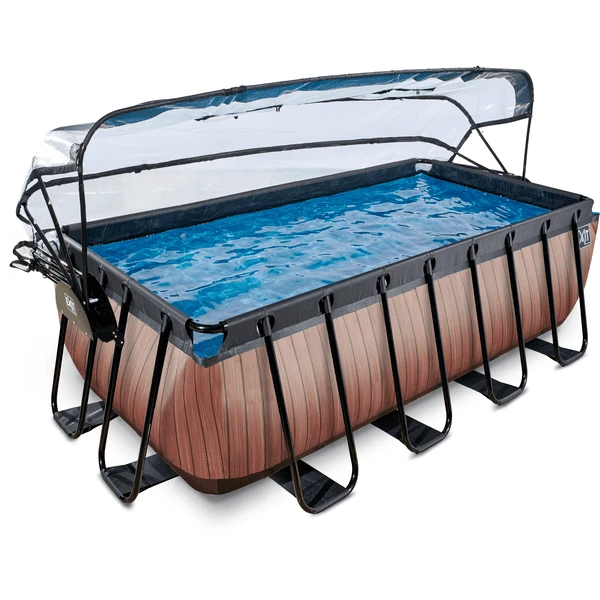 EXIT TOYS EXIT Frame Pool 4x2x1,22m (12v Sand Filter)- Houtoptiek + Zonnedak - Afbeelding 2