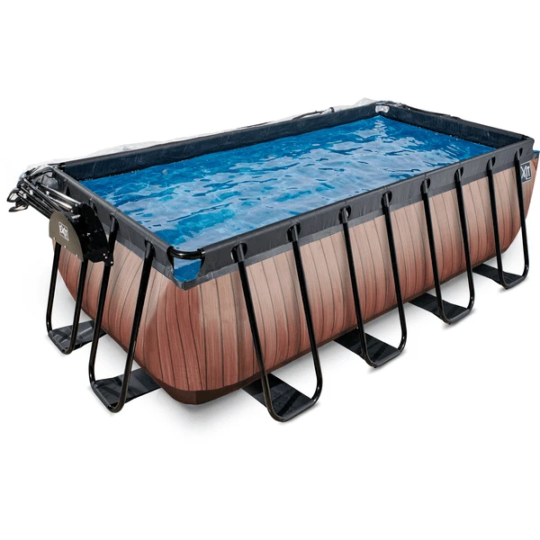 EXIT TOYS EXIT Frame Pool 4x2x1,22m (12v Sand Filter)- Houtoptiek + Zonnedak - Afbeelding 3