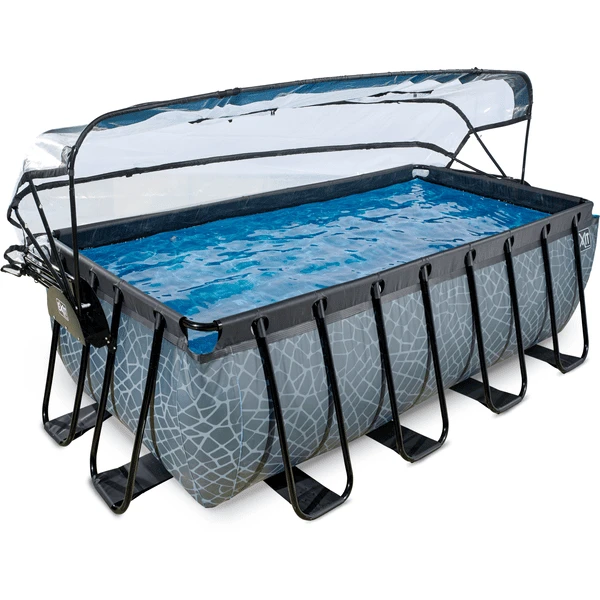 EXIT TOYS EXIT Frame Zwembad 4x2x1,22m (12v Sand Filter) - Grijs + Zonnedak + Warmtepomp - Afbeelding 2