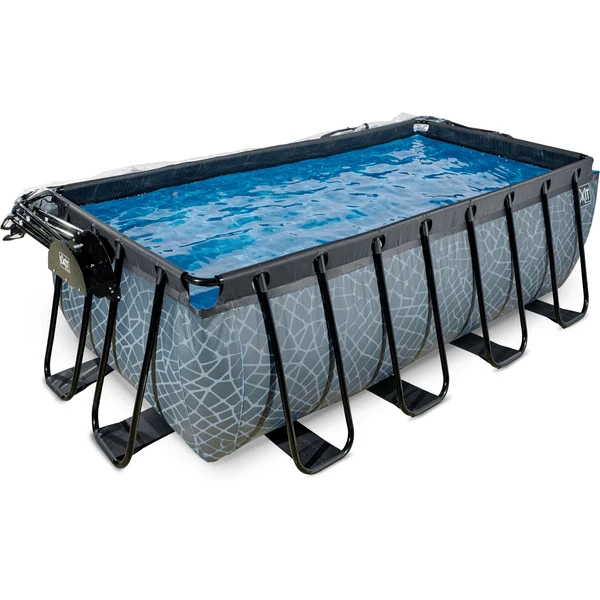 EXIT TOYS EXIT Frame Zwembad 4x2x1,22m (12v Sand Filter) - Grijs + Zonnedak + Warmtepomp - Afbeelding 3