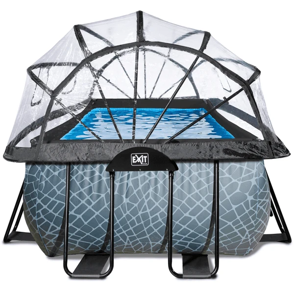 EXIT TOYS EXIT Frame Zwembad 4x2x1,22m (12v Sand Filter) - Grijs + Zonnedak + Warmtepomp - Afbeelding 4