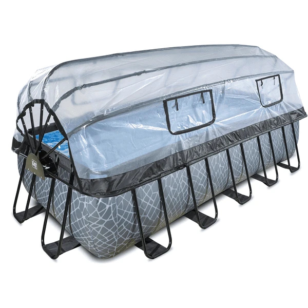 EXIT TOYS EXIT Stone Zwembad 540x250x122cm Met Afdekking En Sand Filter- En Warmtepomp, Grijs - Afbeelding 2