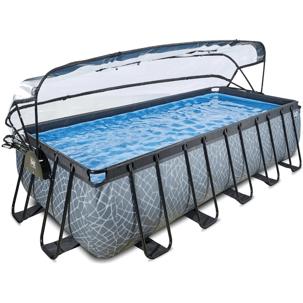 EXIT TOYS EXIT Stone Zwembad 540x250x122cm Met Afdekking En Sand Filter- En Warmtepomp, Grijs