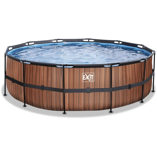 EXIT TOYS EXIT Wood Pool ø450x122cm Met Zandfilterpomp, Bruin - Afbeelding 2