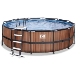 EXIT TOYS EXIT Wood Pool ø450x122cm Met Zandfilterpomp, Bruin