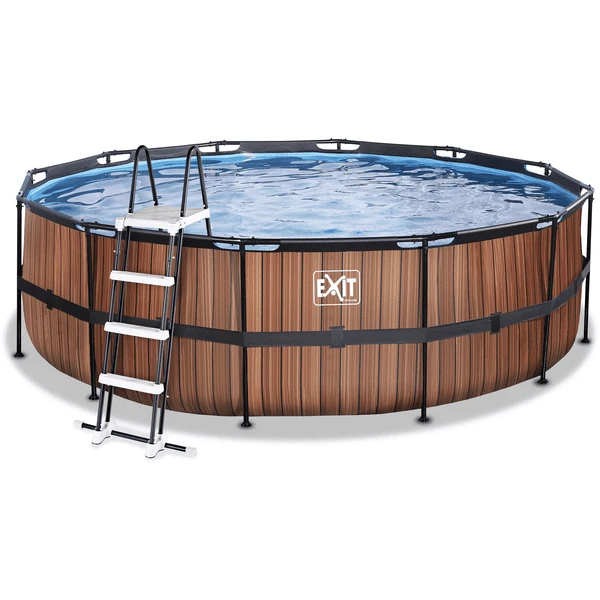 EXIT TOYS EXIT Wood Pool ø450x122cm Met Zandfilterpomp, Bruin