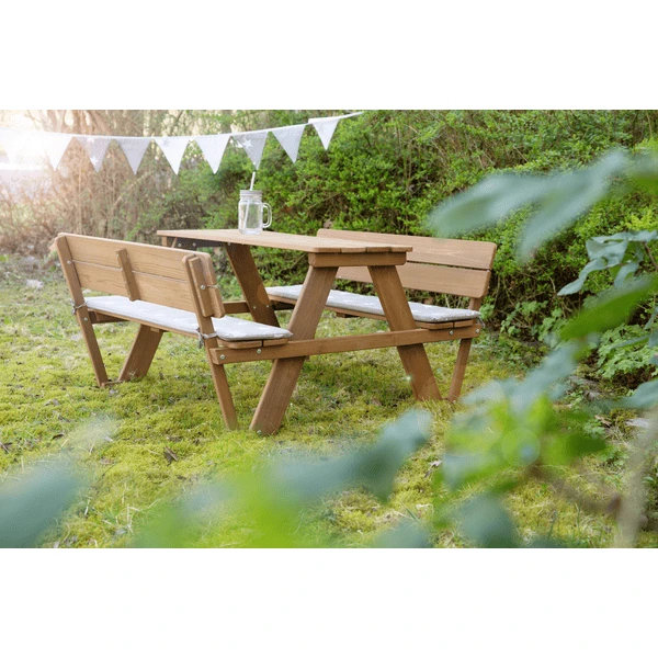 Roba Kinder Picknicktafel For 4 Outdoor Deluxe Teak Met Rugleuning - Afbeelding 3