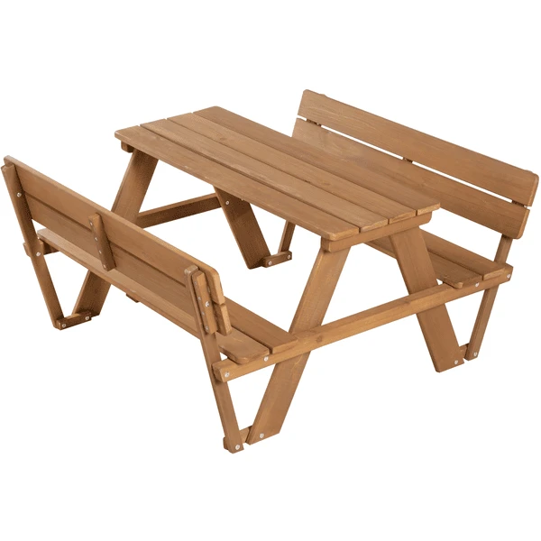 Roba Kinder Picknicktafel For 4 Outdoor Deluxe Teak Met Rugleuning - Afbeelding 4