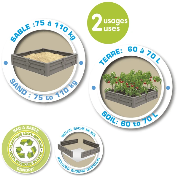 Smoby 2-in-1 Square Garden Zandbak En Plantenbed - Afbeelding 5